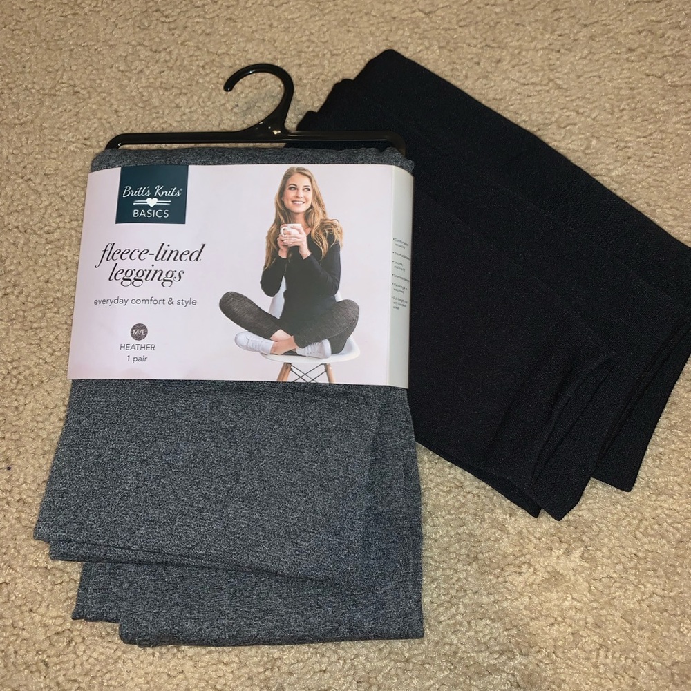 Fleece lined leggings. Black and grey. NWT.